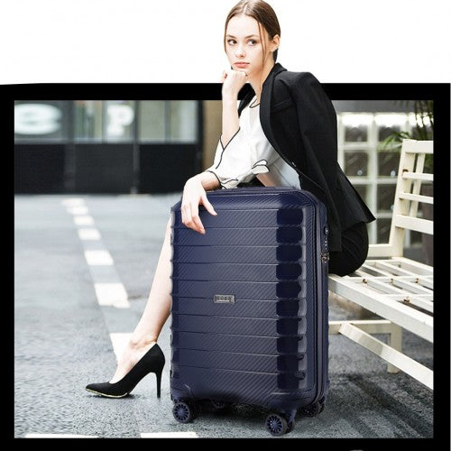 Kono Cabin Size Classic Collection PP Luggage With Charging Interface - Navy Blue
