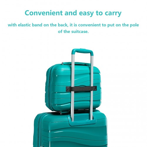 Kono 14 Inch Lightweight Polypropylene Hard Shell Vanity Case - Blue