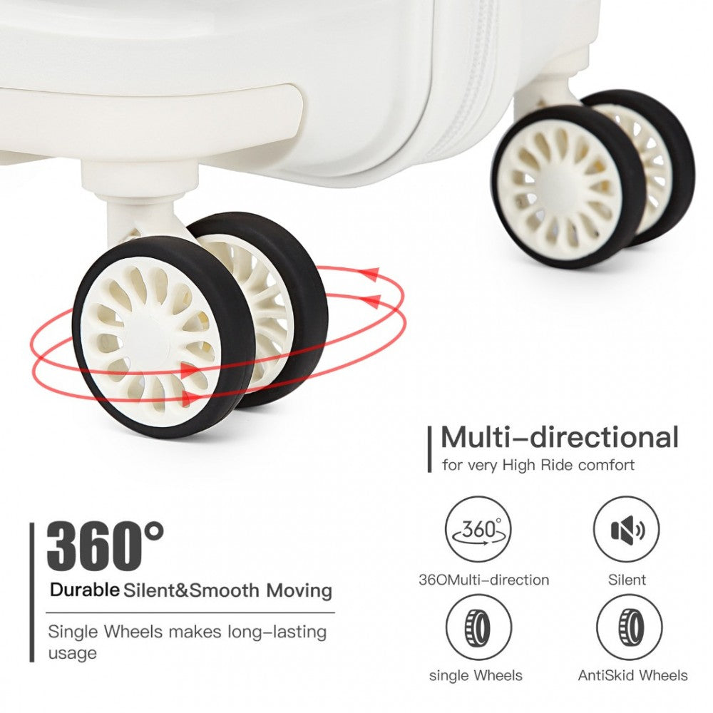 Kono 24 Inch Lightweight Polypropylene Hard Shell Suitcase With TSA Lock - White