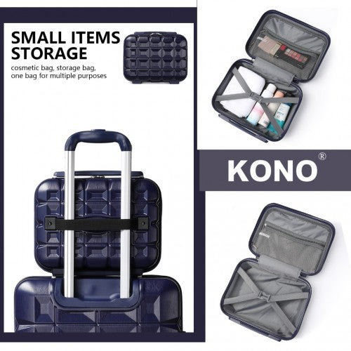Kono 13 Inch Lightweight Hard Shell ABS Vanity Case - Navy