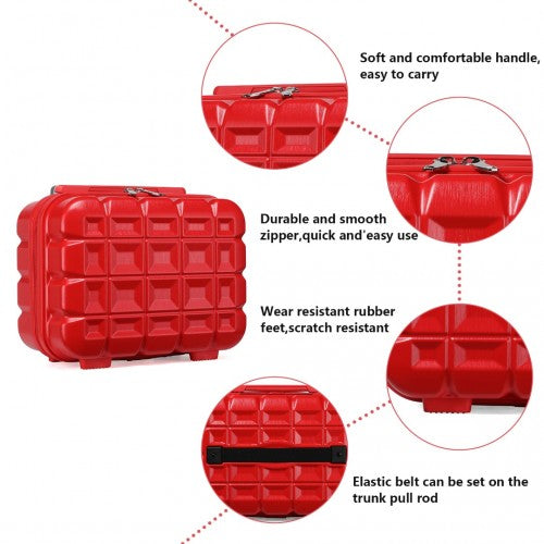 Kono 13 Inch Lightweight Hard Shell ABS Vanity Case - Red