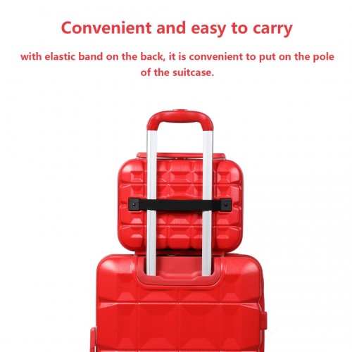 Kono 13 Inch Lightweight Hard Shell ABS Vanity Case - Red