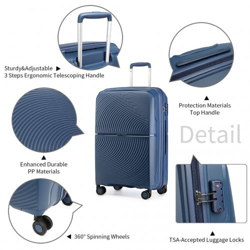 British Traveller 20 Inch Spinner Hard Shell PP Suitcase With TSA Lock - Navy