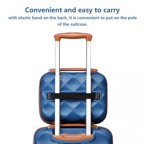 British Traveller 13 Inch Ultralight Abs And Polycarbonate Vanity Case - Navy And Brown