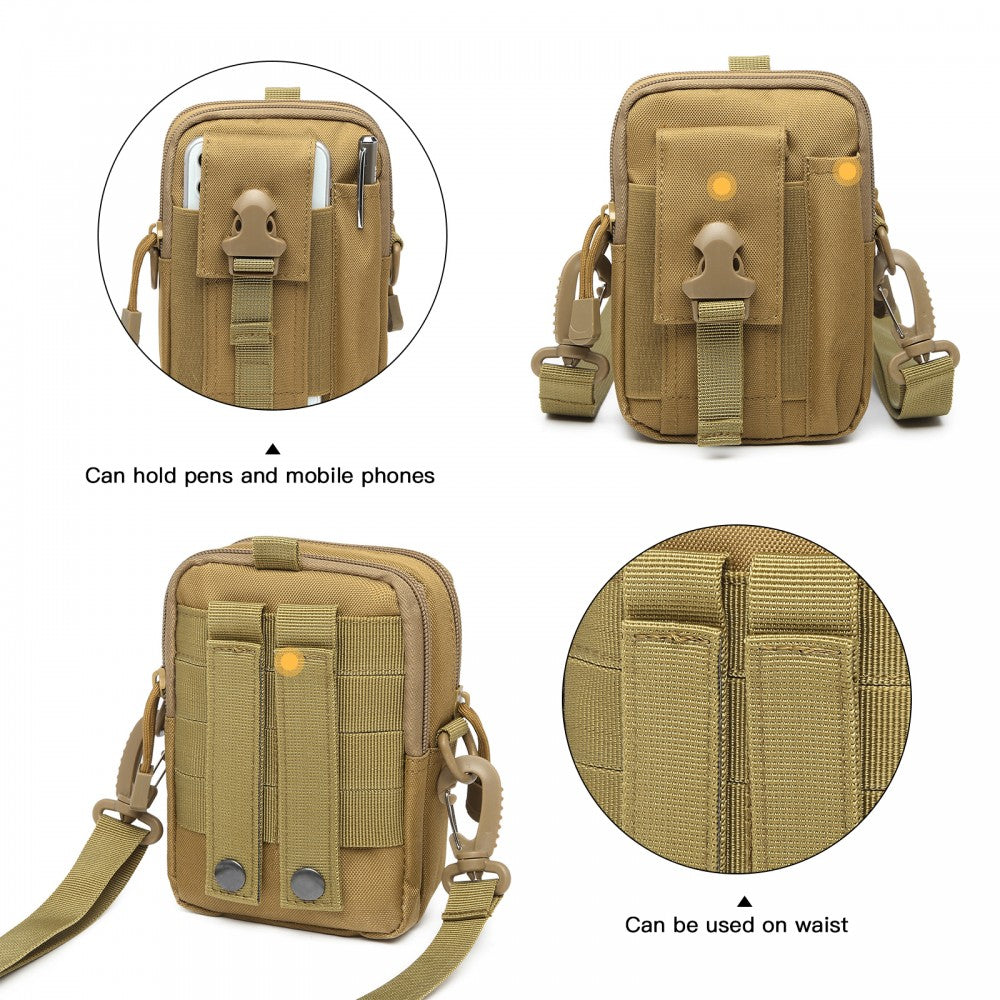 Kono Casual Small Canvas Cross Body Bag - Khaki