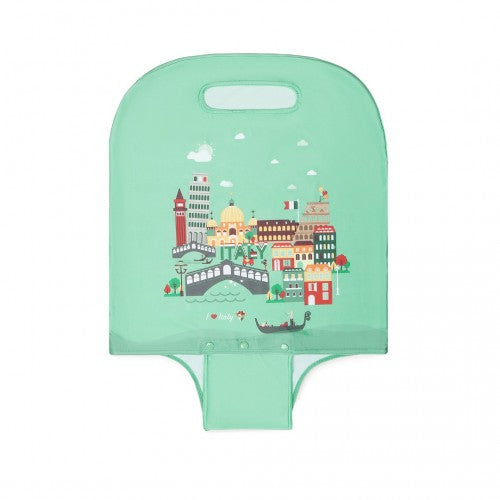 L-Cover-1 - Elastic Luggage Cover With Printed Design Small - Green