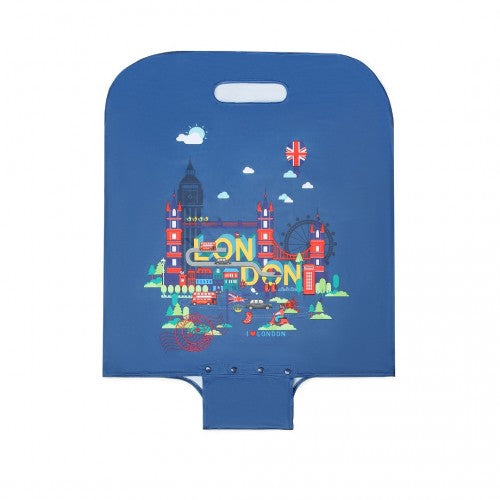 L-Cover-2 - Elastic Luggage Cover With Printed Design Large- Navy