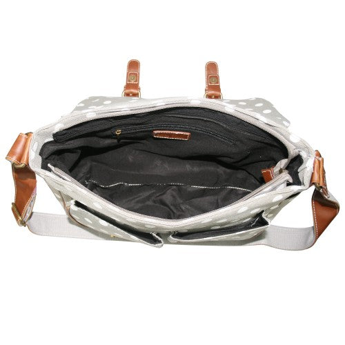 Miss Lulu Canvas Satchel Polka Dot Grey