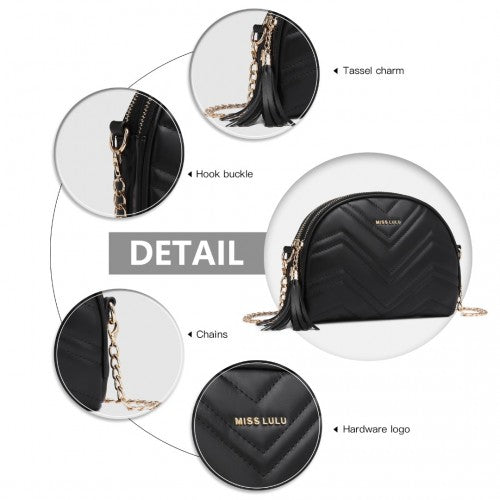Miss Lulu Trendy Tassel Crossbody Bag - Black