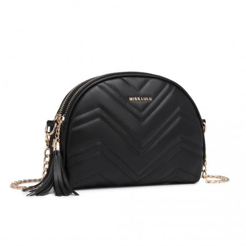 Miss Lulu Trendy Tassel Crossbody Bag - Black