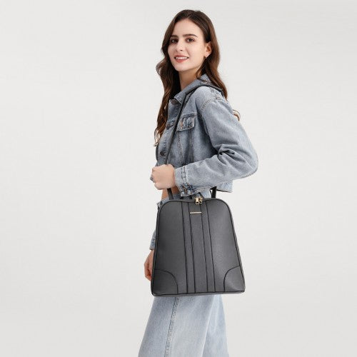 Miss Lulu 3 Piece Elegant Leather Backpack Set - Grey