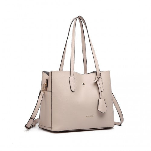 Miss Lulu Triple Compartment Tote Bag - Beige