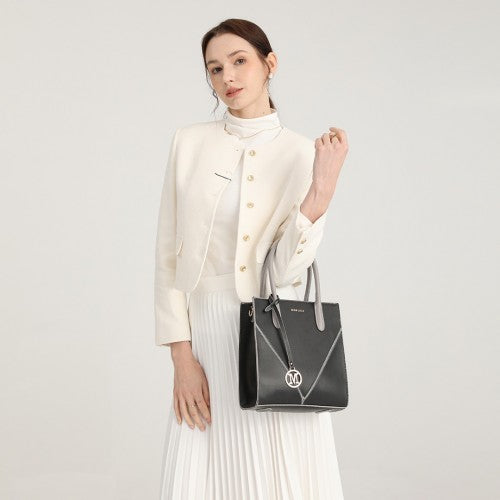 Miss Lulu Rectangular Soft Leather Cross Body Bag - Black