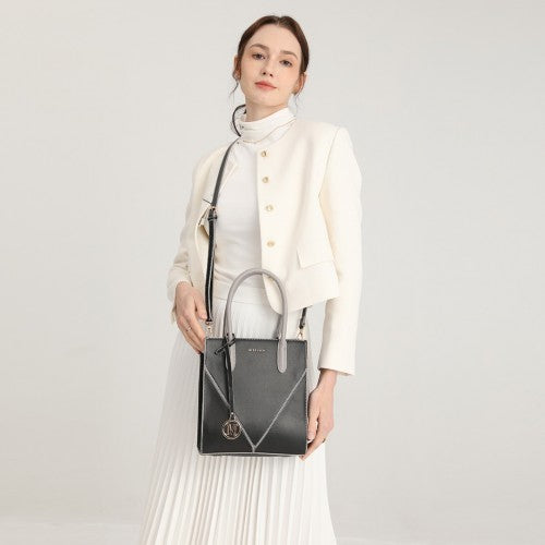 Miss Lulu Rectangular Soft Leather Cross Body Bag - Black