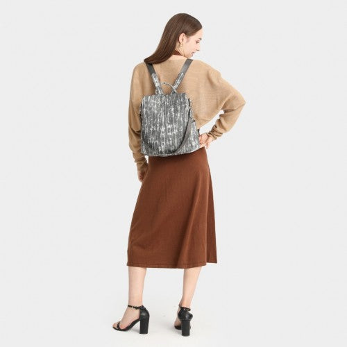 Miss Lulu Versatile Anti-Theft PU Leather Convertible Bag And Backpack - Black