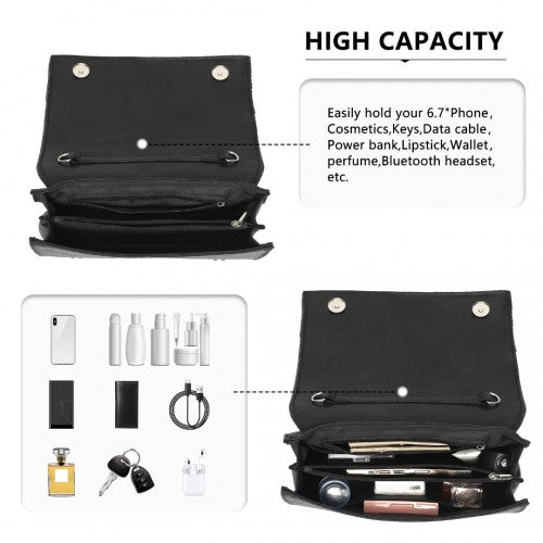 Miss Lulu Women's Pleated Bow Evening Bag Clutch Handbag - Black