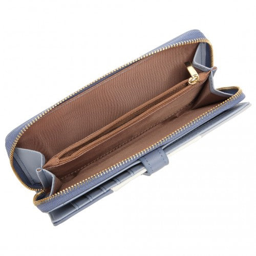 Miss Lulu Tri Colour Women's Leather Look Purse - Azure