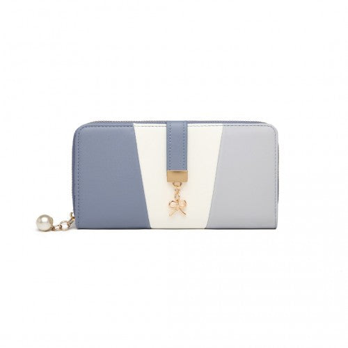 Miss Lulu Tri Colour Women's Leather Look Purse - Azure