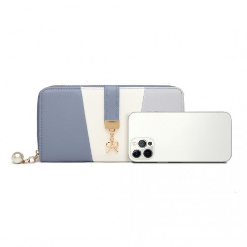 Miss Lulu Tri Colour Women's Leather Look Purse - Azure