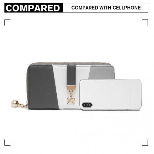 Miss Lulu Tri Colour Women's Leather Look Purse - Grey & White
