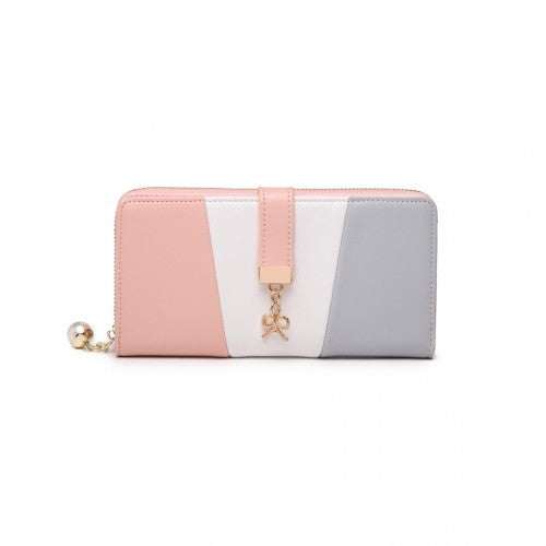 Miss Lulu Tri Colour Women's Leather Look Purse - Grey