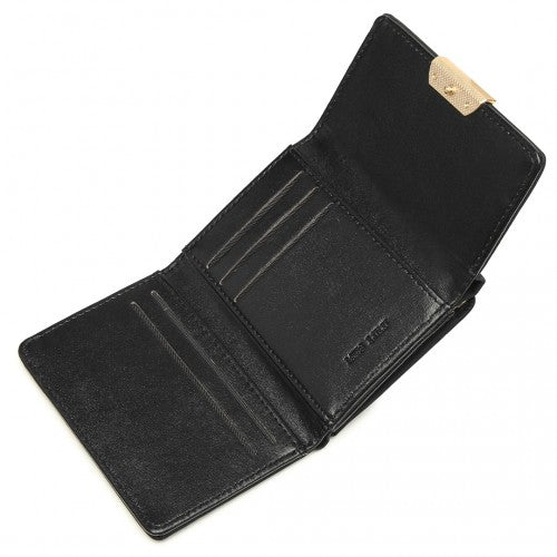 Miss Lulu PU Leather Half-Circle Petal Clasp Wallet - Black