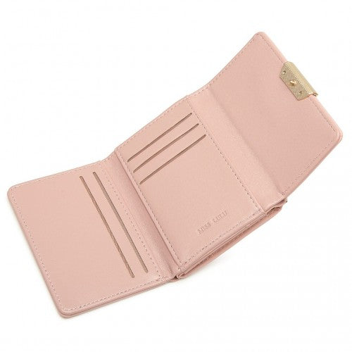 Miss Lulu PU Leather Half-Circle Petal Clasp Wallet - Pink