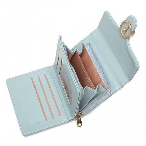 Miss Lulu PU Leather Leaf-Shaped Round Clasp Wallet - Blue