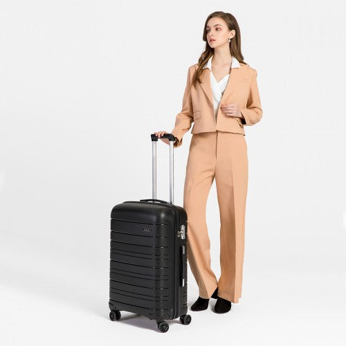 Kono 28 Inch Multi Texture Hard Shell Pp Suitcase - Classic Collection - Black