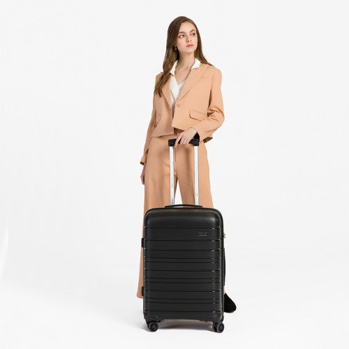 Kono Multi Texture Hard Shell PP Suitcase 3 Pieces Set - Classic Collection - Black