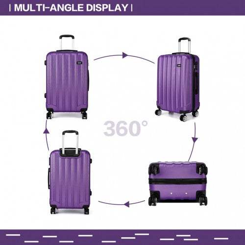 Kono Vertical Stripe Hard Shell Suitcase 20 Inch Luggage Set Purple