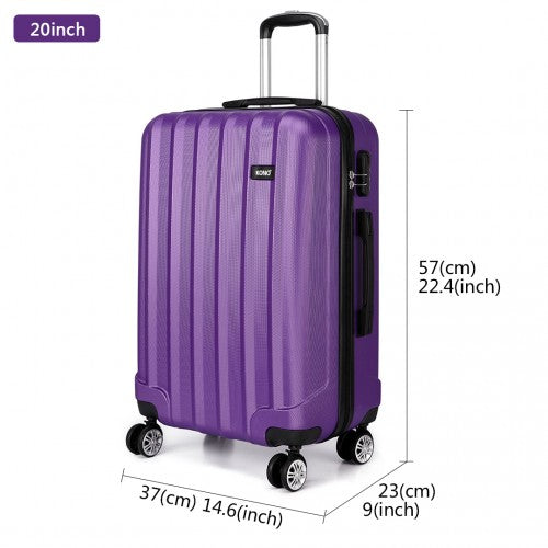 Kono Vertical Stripe Hard Shell Suitcase 20 Inch Luggage Set Purple