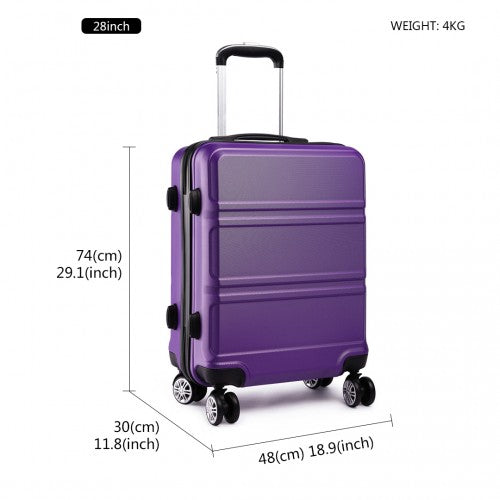 Kono ABS Sculpted Horizontal Design 28 Inch Suitcase - Purple