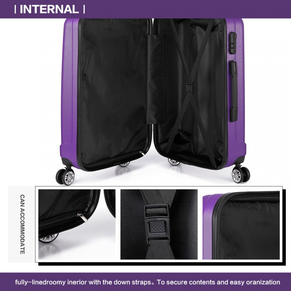 Kono Vertical Stripe Hard Shell Suitcase 20 Inch Luggage Set Purple