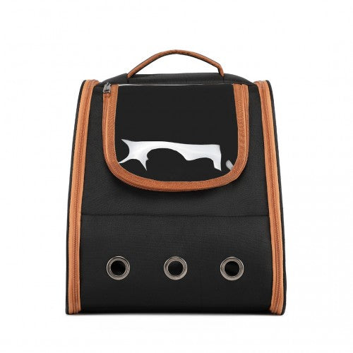 Kono Lightweight Portable Breathable Folding Pet Backpack - Black / Brown