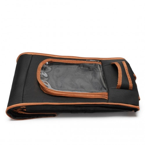 Kono Lightweight Portable Breathable Folding Pet Backpack - Black / Brown