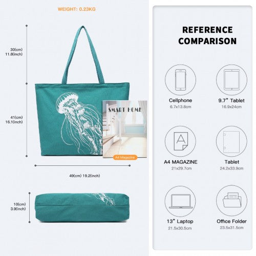 Reusable Canvas Shopping Tote Bag - Green