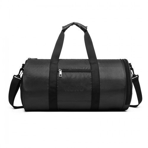 Kono Polyester Barrel Duffle Gym/Sports Bag - Black