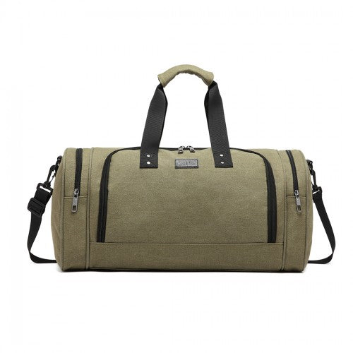 Kono Canvas Barrel Duffle Travel Bag - Green