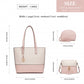 Miss Lulu 3 Piece Leather Look Tote Bag Set - Pink And Beige