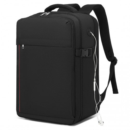 Kono 20L Cabin Backpack with Red Trim for 15.6” Laptop – Water-Resistant Travel Daypack with Luggage Strap