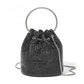 Women's Rhinestone Evening Bag – Sparkly Handbag with Metal Ring Handle and Chain Crossbody Strap - Black