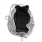 Women's Rhinestone Evening Bag – Sparkly Handbag with Metal Ring Handle and Chain Crossbody Strap - Silver