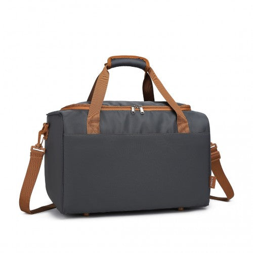 Kono Spacious Travel Storage Bag Handbag - Grey And Brown
