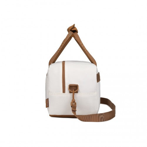 Kono Lightweight Water-Resistant Foldable Under Seat Travel Carry-On Duffel Bag Small - Beige/Brown