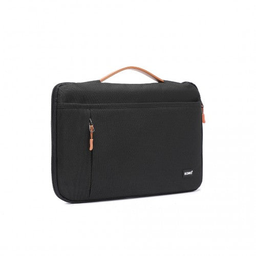 Kono Streamline Water-Resistant Medium Laptop Sleeve With Velvety Interior - Black