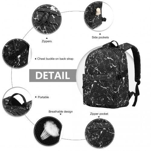 Kono Water-Resistant School Backpack With Secure Laptop Compartment - Black