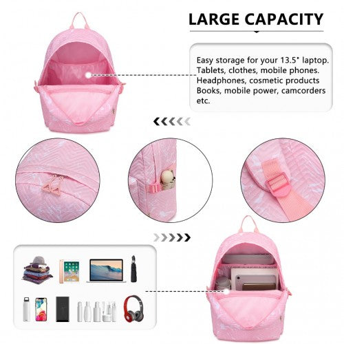 Kono Water-Resistant School Backpack With Secure Laptop Compartment - Pink