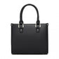 Miss Lulu PU Leather Graceful Spacious Tote Bag with Woven Trim and Detachable Ethnic Strap