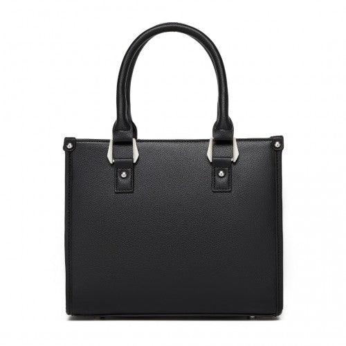 Miss Lulu PU Leather Graceful Spacious Tote Bag with Woven Trim and Detachable Ethnic Strap